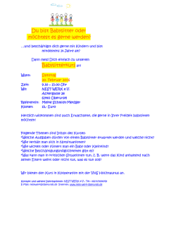 Du bist Babysitter oder m&ouml;chtest es gerne werden? Babysitterkurs an!