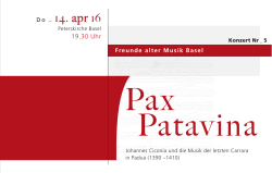 Pax Patavina - Schola Cantorum Basiliensis