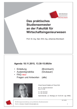 Informationen zum Praxissemester