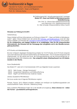 Infoblatt zum Modul VP1 - FernUniversit&auml;t in Hagen