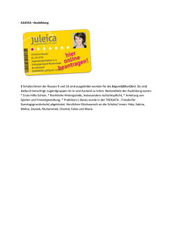 JULEICA &ndash;Ausbildung 8 Sch&uuml;ler/innen der Klassen 9 - ghs