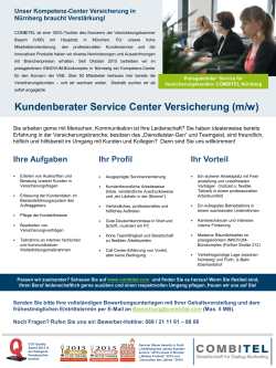 Kundenberater Service Center Versicherung (m/w)