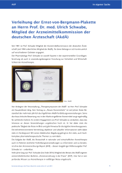 Verleihung der Ernst-von-Bergmann-Plakette an Herrn Prof. Dr. med