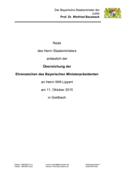 Rede des Herrn Staatsministers anlässlich der Überreichung der