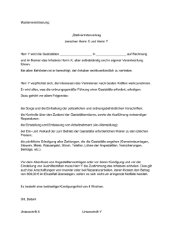 Mustervereinbarung: &bdquo;Stellvertretervertrag zwischen Herrn X und