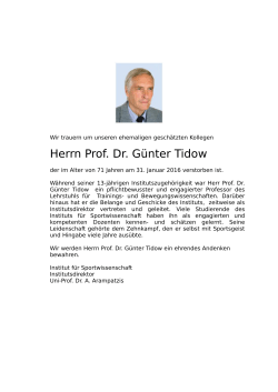Herrn Prof. Dr. Günter Tidow - Institut für Sportwissenschaft