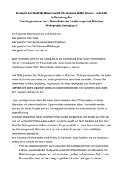 Grußwort des Stadtrats Herrn Oswald Utz, Bündnis 90/Die Grünen