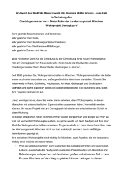 Gru&szlig;wort des Stadtrats Herrn Oswald Utz, B&uuml;ndnis 90/Die Gr&uuml;nen