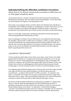 Begleitbrief zum offenen Brief WDR Wissenschaftstfreie