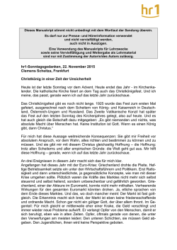 hr1-Sonntagsgedanken, 22. November 2015 Clemens Scheitza
