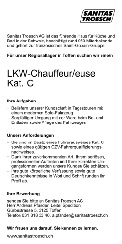 LKW-Chauffeur/euse Kat. C