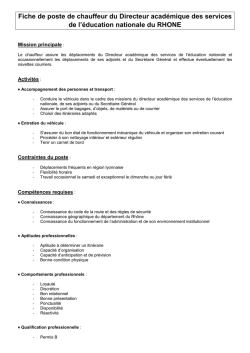 Fiche de poste de chauffeur du Directeur acad&eacute;mique des services