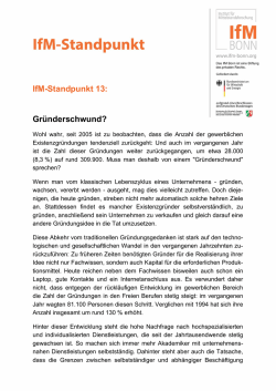 IfM-Standpunkt 13: Gr&uuml;nderschwund?