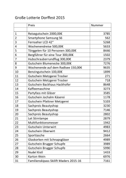 Große Lotterie Dorffest 2015