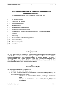 Satzung zur Erhebung der Kleineinleiterabgabe