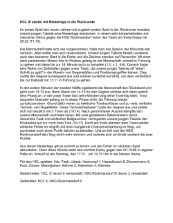 HCL III startet mit Niederlage in die R&uuml;ckrunde Im ersten Spiel des
