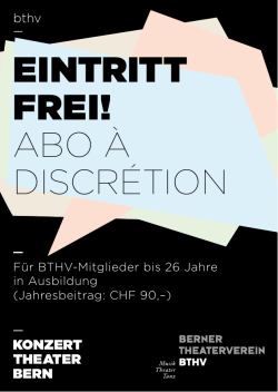 EINTRITT FREI! - Konzert Theater Bern