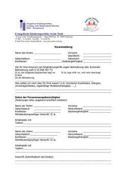Voranmeldung - Kindertagesstätte Arche Noah