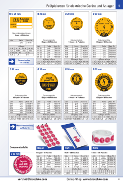 Prüfplaketten für elektrische Geräte und Anlagen 1