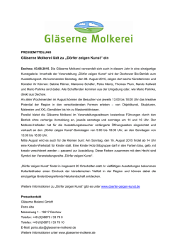 Gl&auml;serne Molkerei l&auml;dt zu &bdquo;D&ouml;rfer zeigen Kunst&ldquo; ein