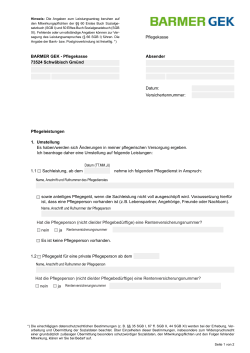 Antrag auf Umstellung der Pflegeleistungen