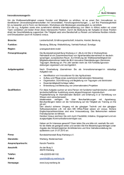 Innovationsmanager/in Um die Wettbewerbsf&auml;higkeit unserer