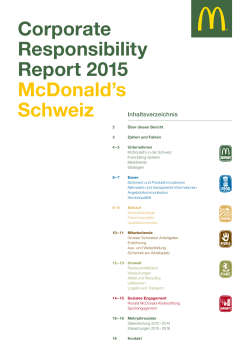 Corporate Responsibility Report 2015 McDonald`s Schweiz