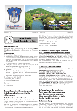 Mitteilungsblatt Nr. 27 vom 03.07.2015