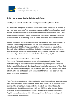 Gold &ndash; der unzuverl&auml;ssige Schutz vor Inflation