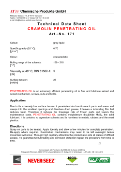 Technical Data Sheet CRAMOLIN PENETRATING OIL
