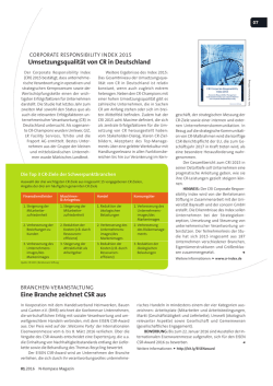 Eine Branche zeichnet CSR aus Umsetzungsqualit&auml;t von CR in