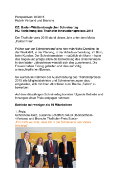 Perspektiven 10/2015 Rubrik Verband und Branche DZ: Baden
