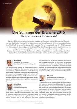 Die Stimmen der Branche 2015
