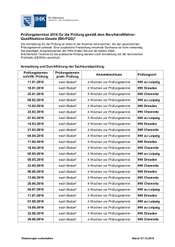 Prüfungstermine 2016 BKrFQG - IHK zu Leipzig