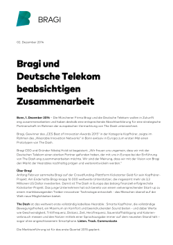 Bragi und Deutsche Telekom beabsichtigen Zusammenarbeit