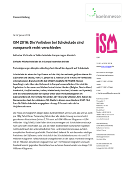 ISM 2016: Die Vorlieben bei Schokolade sind europaweit