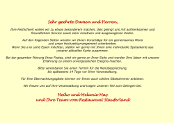 Festliche Men&uuml;vorschl&auml;ge - Badhotel Restaurant Stauferland