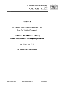 Gru&szlig;wort anl&auml;sslich der j&auml;hrlichen Ehrung der Pr&uuml;fungsbesten und