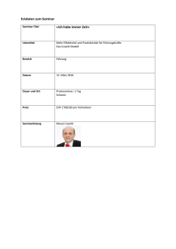 Eckdaten zum Seminar &laquo;Ich habe immer Zeit&raquo;