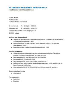 Dr. Iris Henkel - PETERSEN HARDRAHT PRUGGMAYER