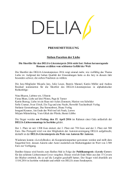 Pressemitteilung Shortlist DELIA