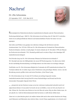 Nachruf Dr. Otto Schwomma - NÖ Landesfischereiverband