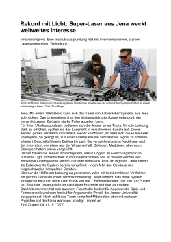 Rekord mit Licht: Super-Laser aus Jena weckt weltweites