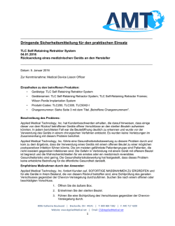Dringende Sicherheitsmitteilung f&uuml;r den praktischen