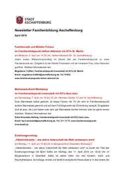 Newsletter Familienbildung Aschaffenburg 02/2016