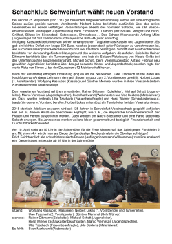 Schachklub Schweinfurt wählt neuen Vorstand