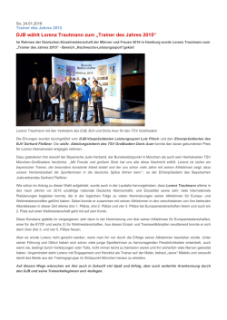 DJB w&auml;hlt Lorenz Trautmann zum &bdquo;Trainer des Jahres 2015&ldquo;