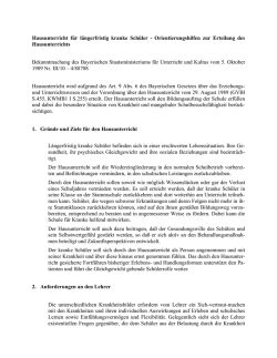 Hausunterricht f&uuml;r l&auml;ngerfristig kranke Sch&uuml;ler