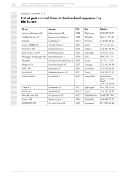 174 List of pest control firms in Switzerland approved by Bio Suisse