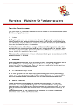 Rangliste &ndash; Richtlinie f&uuml;r Forderungsspiele